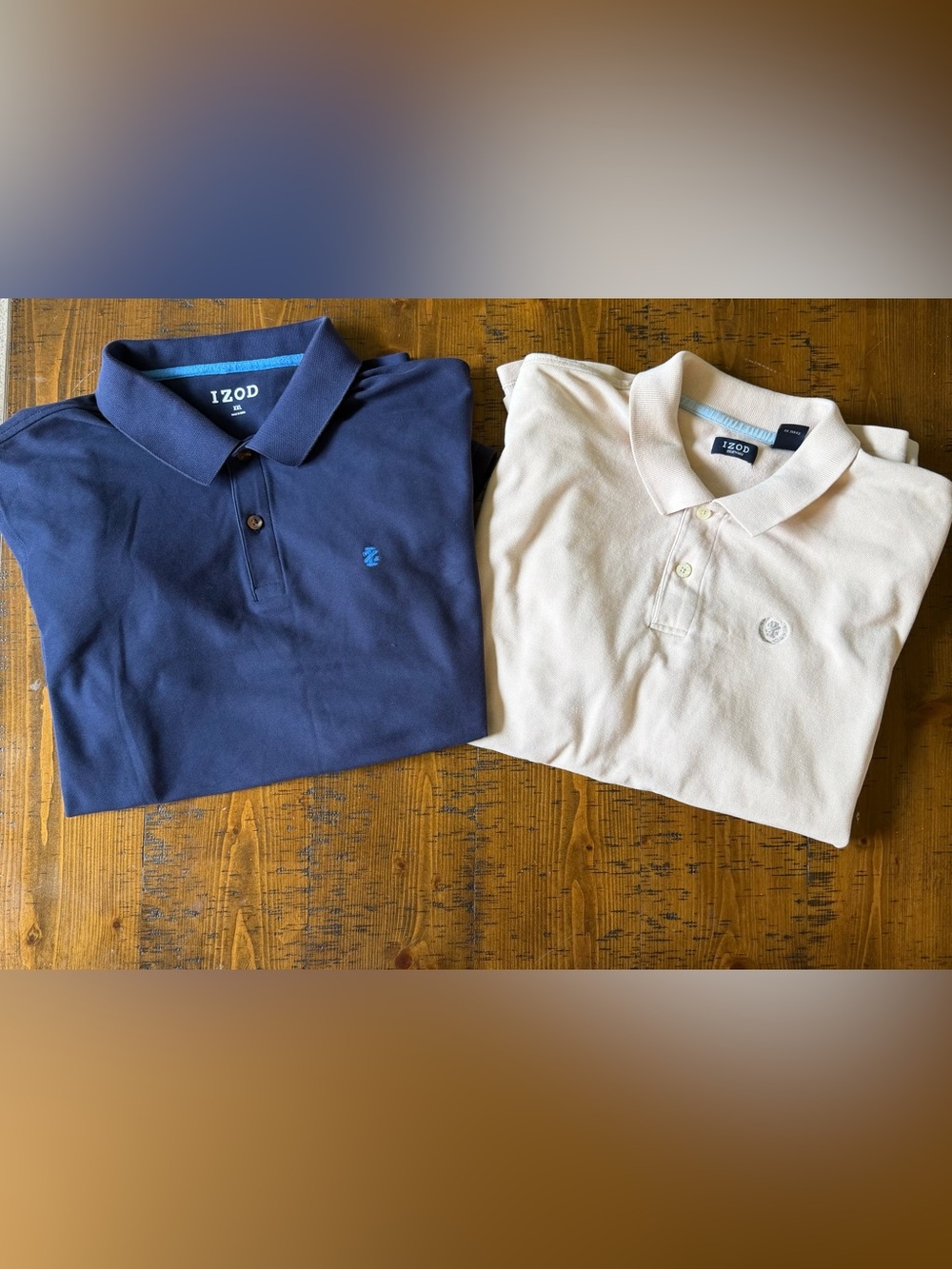 Izod Bundle Men's Polo Pair in Navy and Beige. Size XXL